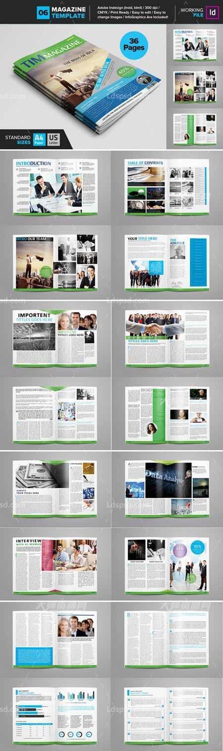 Magazine Template 06,indesign模板－商业杂志(36页/通用型)
